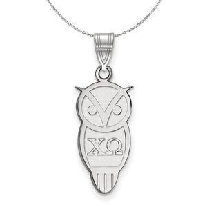 Sterling Silver Chi Omega Medium Pendant Necklace - 24 Inch
